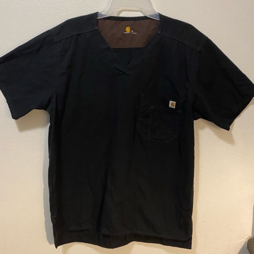 Carhartt Scrub Top Women’s Size Medium Black V Neck Black Pullover Work Wear